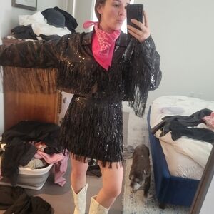 12th Tribe Elegant Sequin Black Jacket